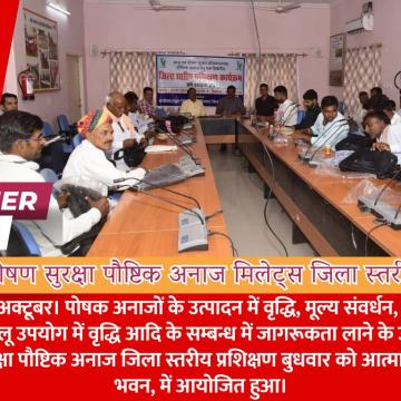 खाद्य एवं पोषण सुरक्षा पौष्टिक अनाज मिलेट्स जिला स्तरीय प्रशिक्षण