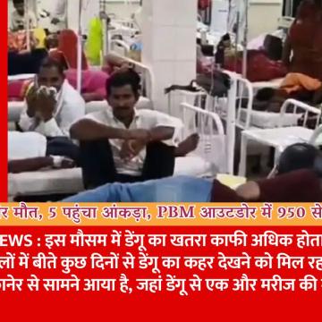 बीकानेर में डेंगू से एक और मौत, 5 पहुंचा आंकड़ा, PBM आउटडोर में 950 से अधिक मरीज। जाने बचाव के तरीके...